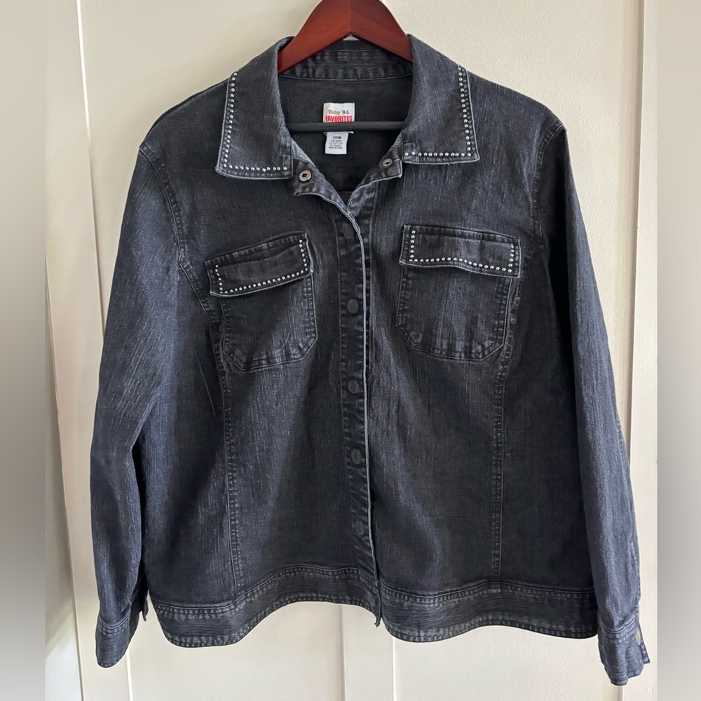 Ruby Rd Studded Black Denim Jacket
